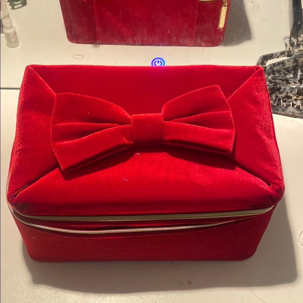 Red Velvet Bow Cosmetic Bag
